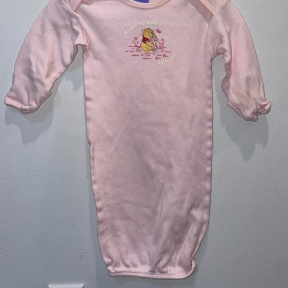 3/$15 Vintage Disney Pink Baby Sleep Gown with Winnie the Pooh - Picture 1 of 9